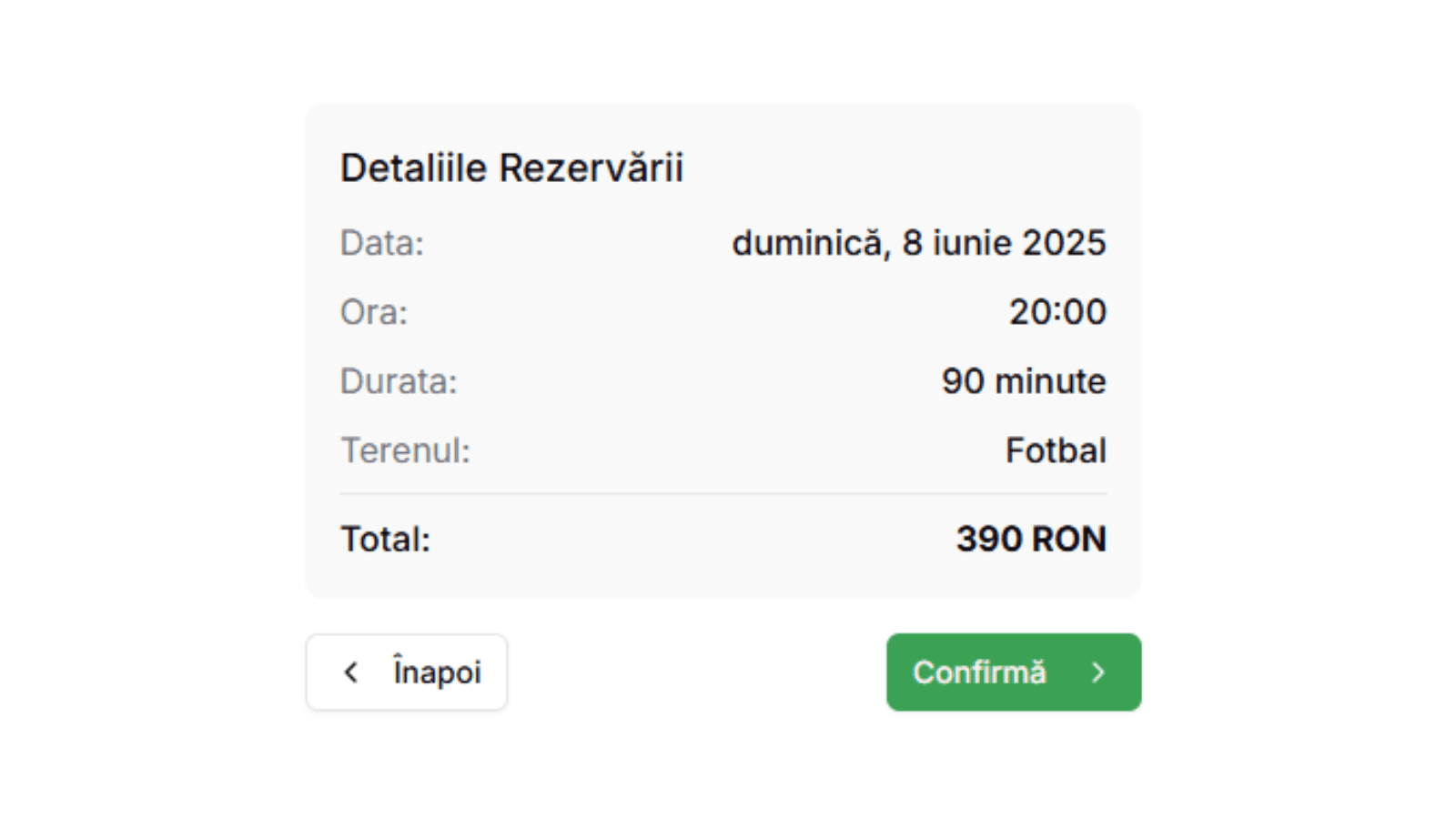 Confirmă Rezervarea